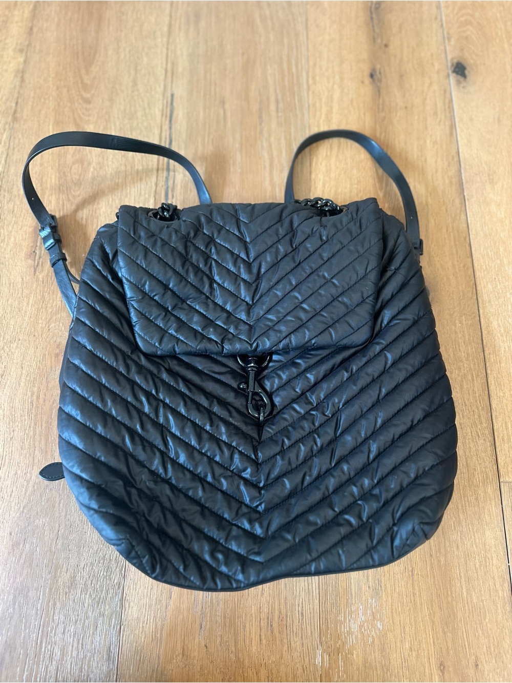 Rebecca Minkoff Black Quilted Nylon Convertible Backpack - Picture 1 of 6